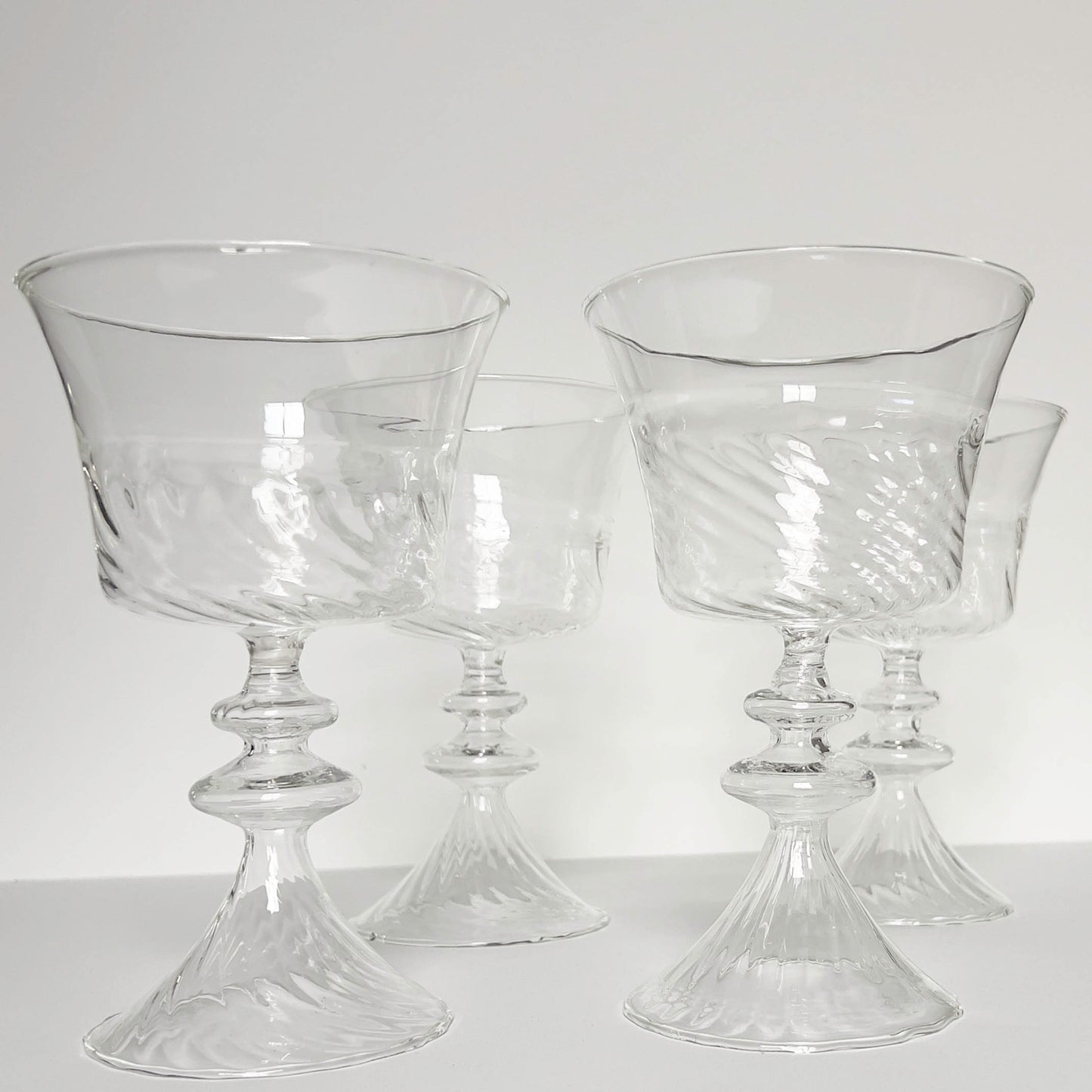 Set of vintage hand blown glass dessert coupes